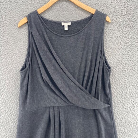Garnet Hill Dress Womens Large Gray Tank Surplice Neck Terry Pleat Stretch Knit - Picture 2 of 11